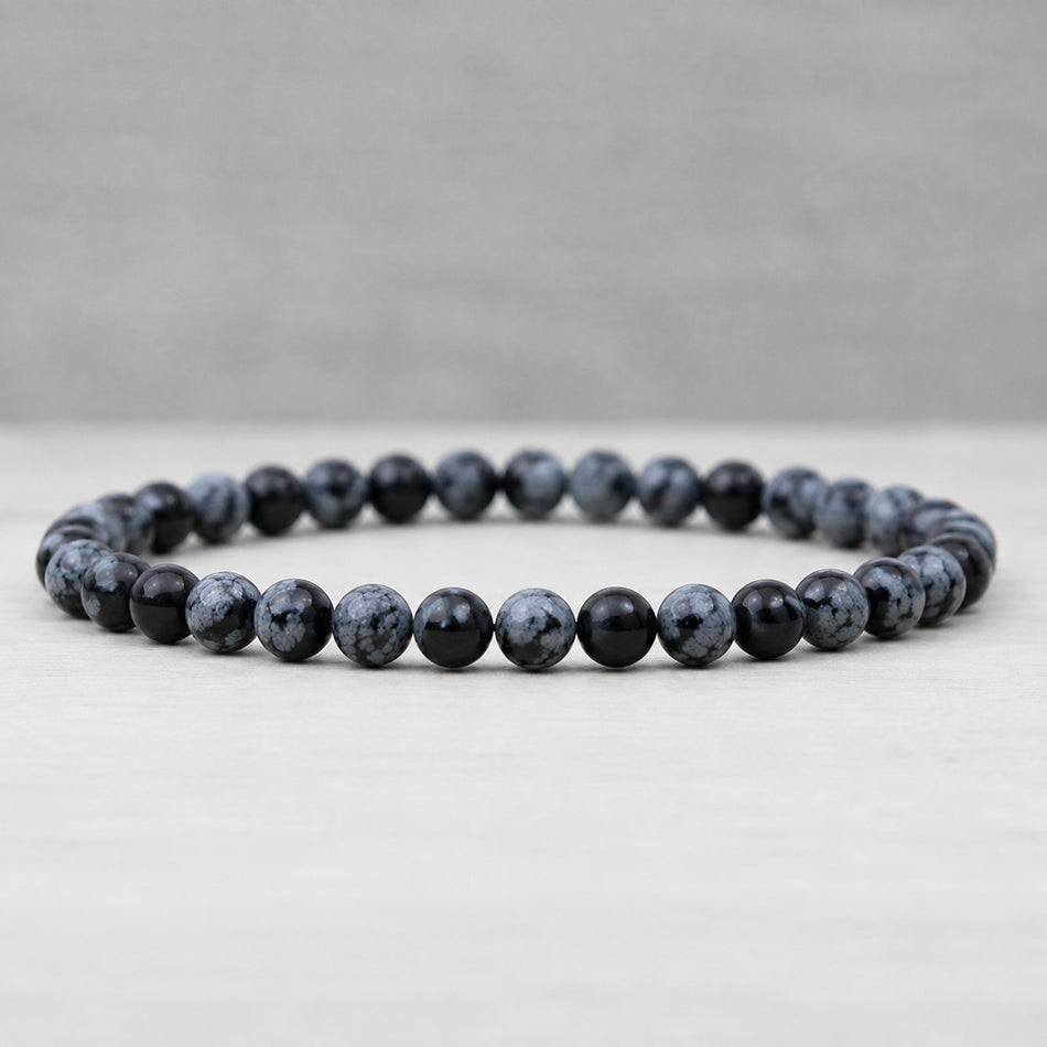 Bracelet Boule Obsidienne Flocon de Neige 06mm A (Etats-Unis)
