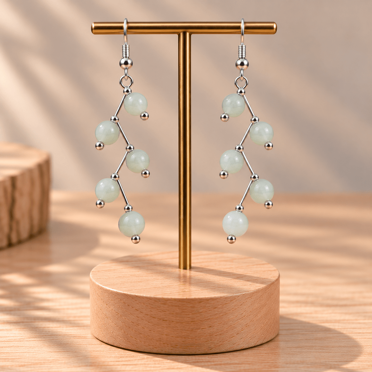 Boucle d'oreille 6 mm Jade de Chine "Les excentriques" - Nature Minérale