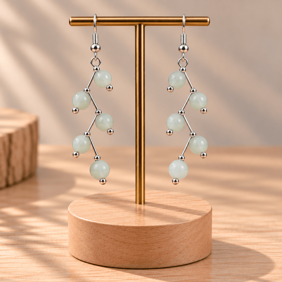 Boucle d'oreille 6 mm Jade de Chine "Les excentriques" - Nature Minérale