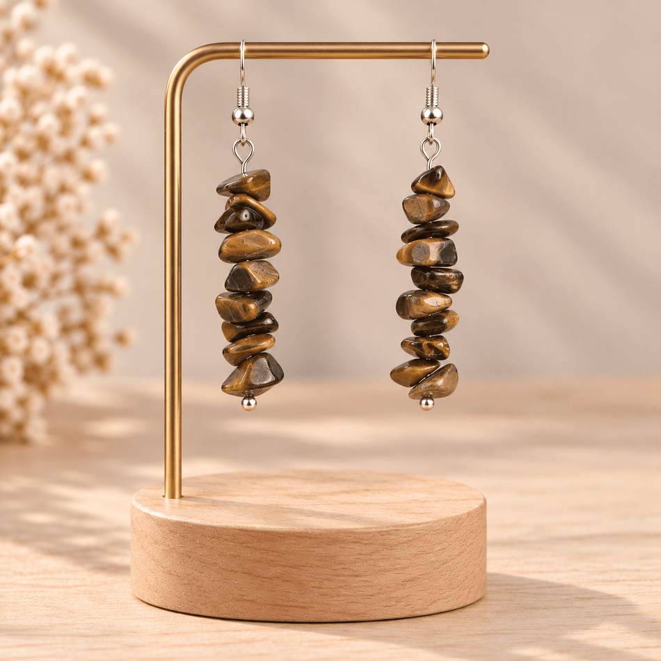 Boucles d'oreilles baroques Oeil de tigre - Nature Minérale