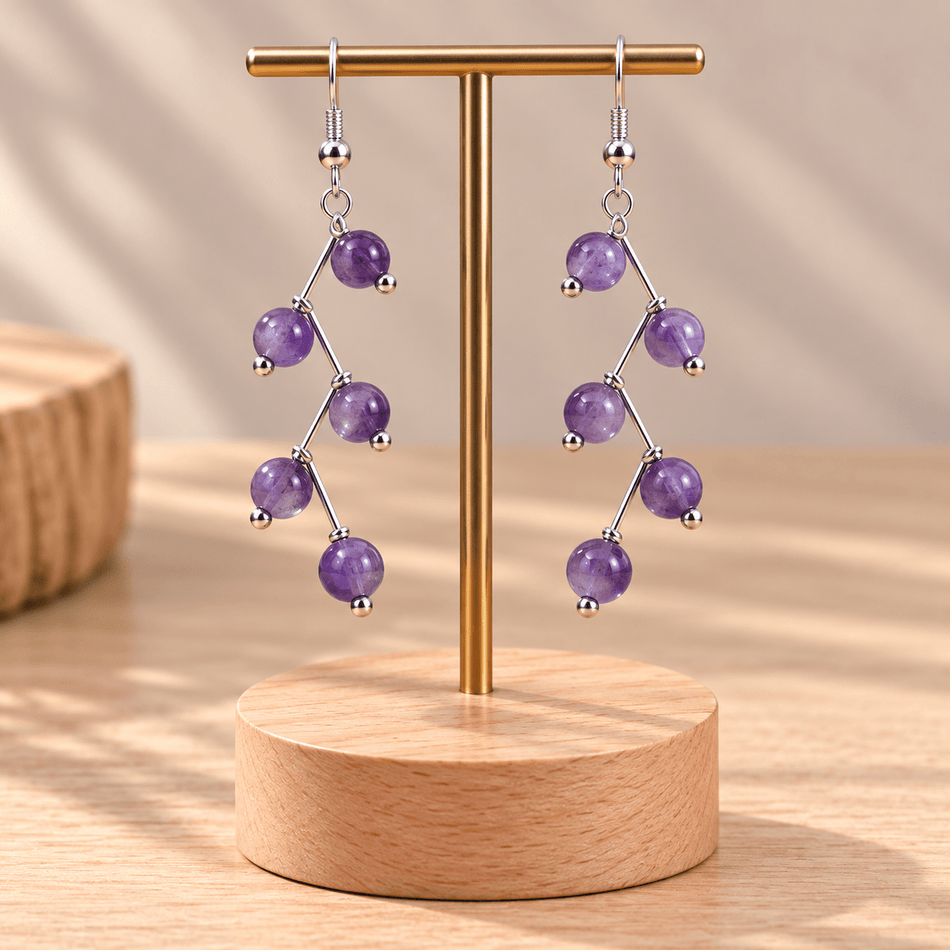 Boucles d'oreilles boules 6mm Améthyste "Les excentriques" - Nature Minérale