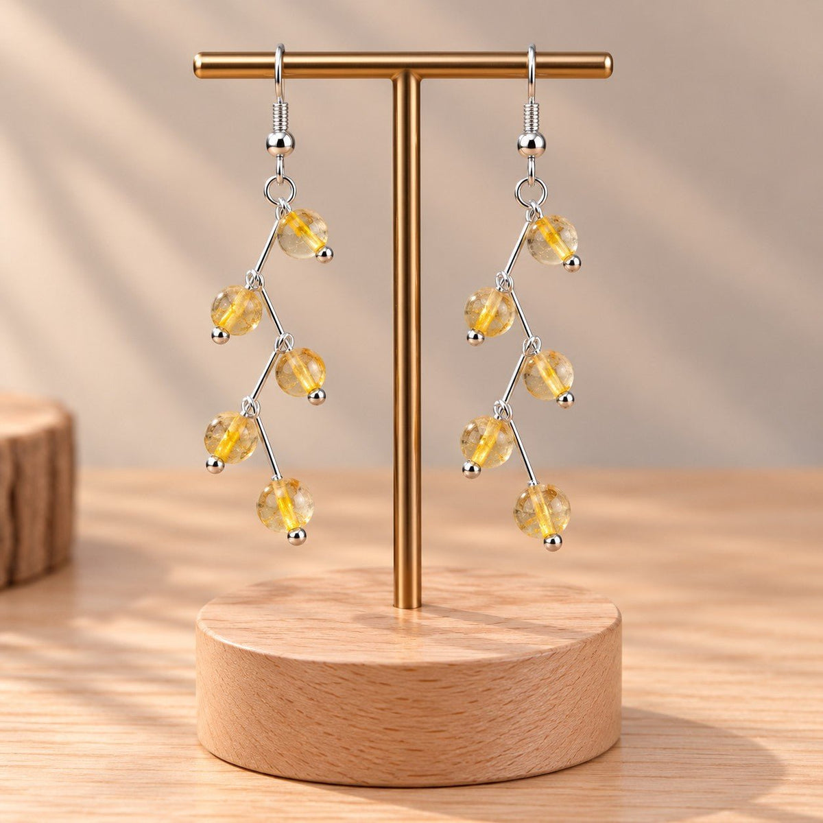 Boucles d'oreilles boules 6mm Citrine Chauffée "Les excentriques" - Nature Minérale