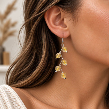 Boucles d'oreilles boules 6mm Citrine Chauffée "Les excentriques" - Nature Minérale