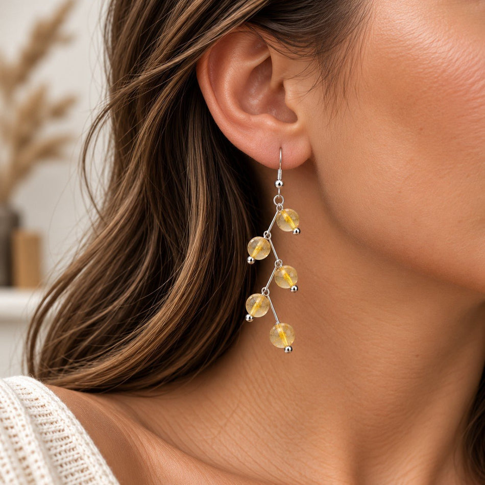 Boucles d'oreilles boules 6mm Citrine Chauffée "Les excentriques" - Nature Minérale