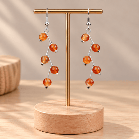 Boucles d'oreilles boules 6mm Cornaline "Les excentriques" - Nature Minérale