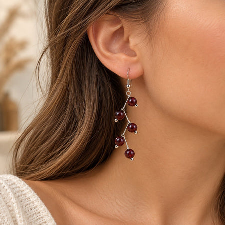 Boucles d'oreilles boules 6mm Grenat Rouge A "Les excentriques" - Nature Minérale