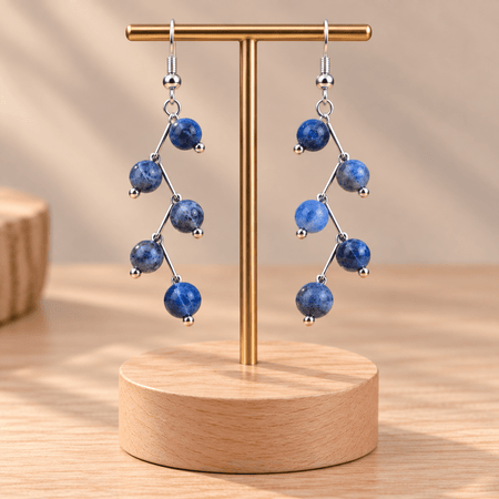 Boucles d'oreilles boules 6mm Sodalite "Les excentriques" - Nature Minérale