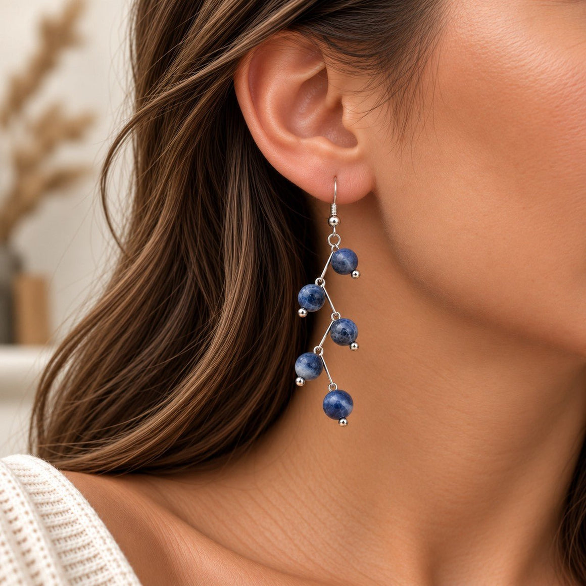 Boucles d'oreilles boules 6mm Sodalite "Les excentriques" - Nature Minérale
