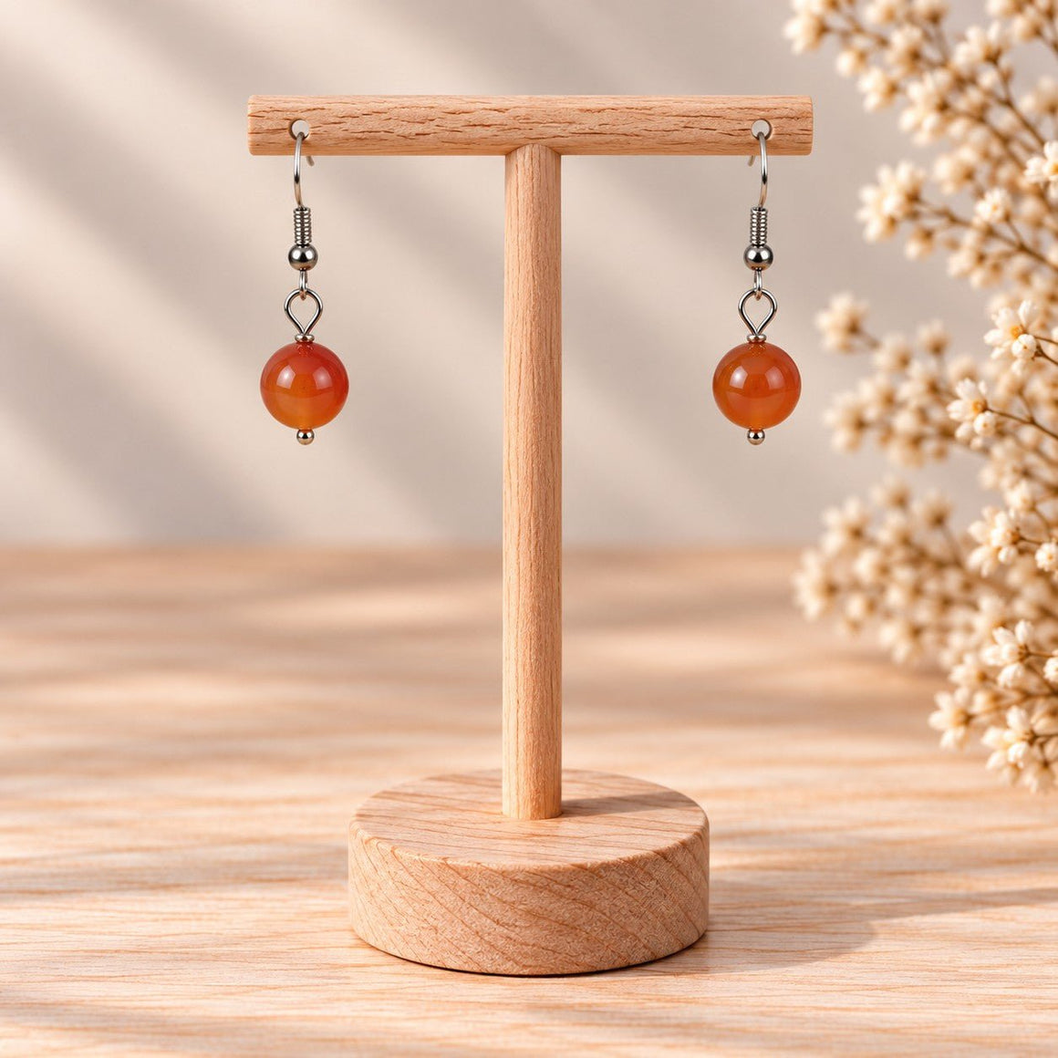 Boucles d'oreilles Cornaline 8mm - Nature Minérale
