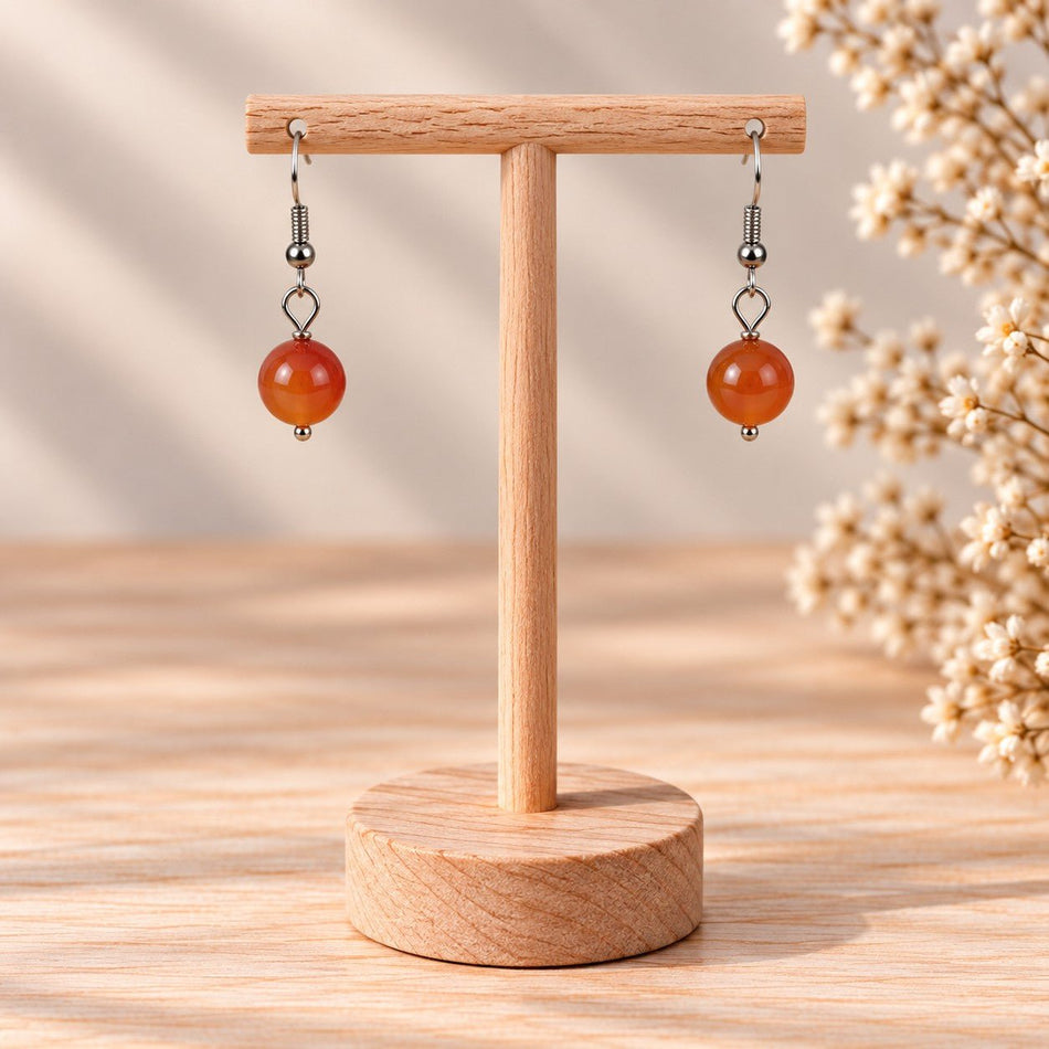Boucles d'oreilles Cornaline 8mm - Nature Minérale
