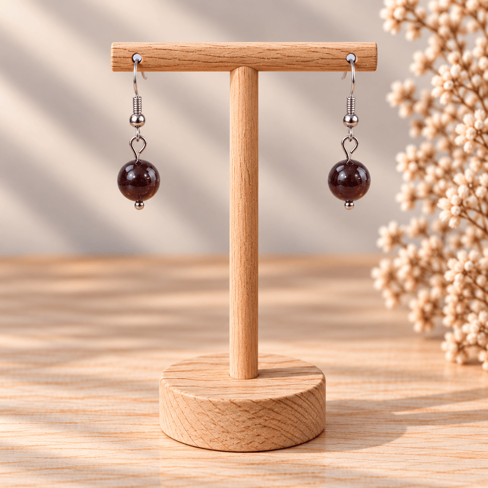 Boucles d'oreilles Grenat Rouge A 8mm - Nature Minérale