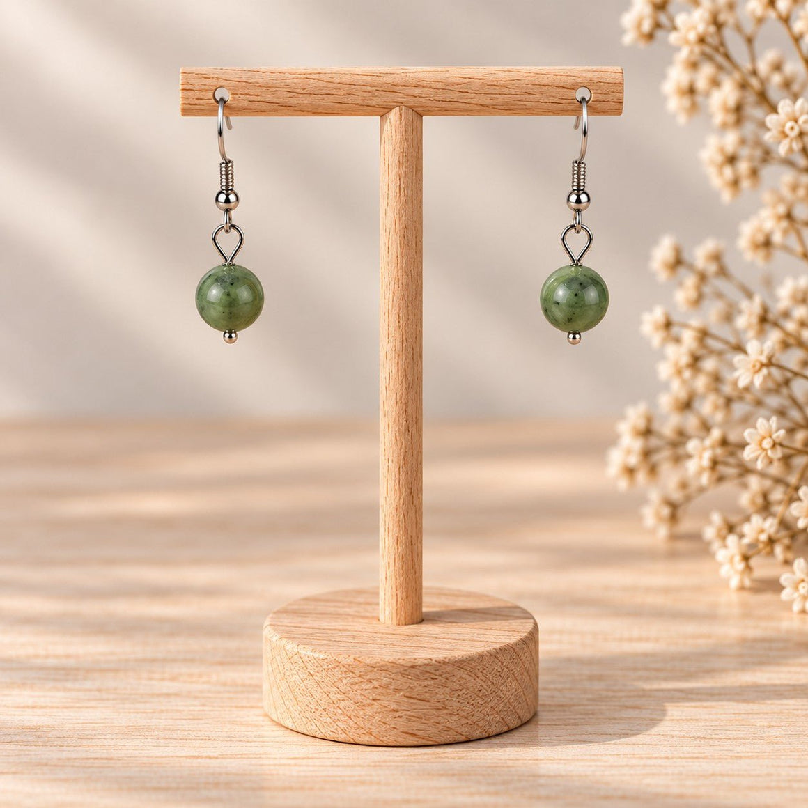 Boucles d'oreilles Jade Néphrite A 8mm - Nature Minérale