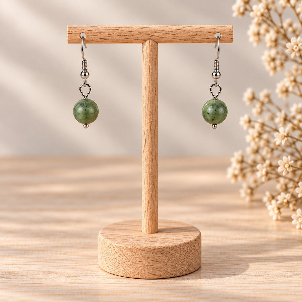 Boucles d'oreilles Jade Néphrite A 8mm - Nature Minérale