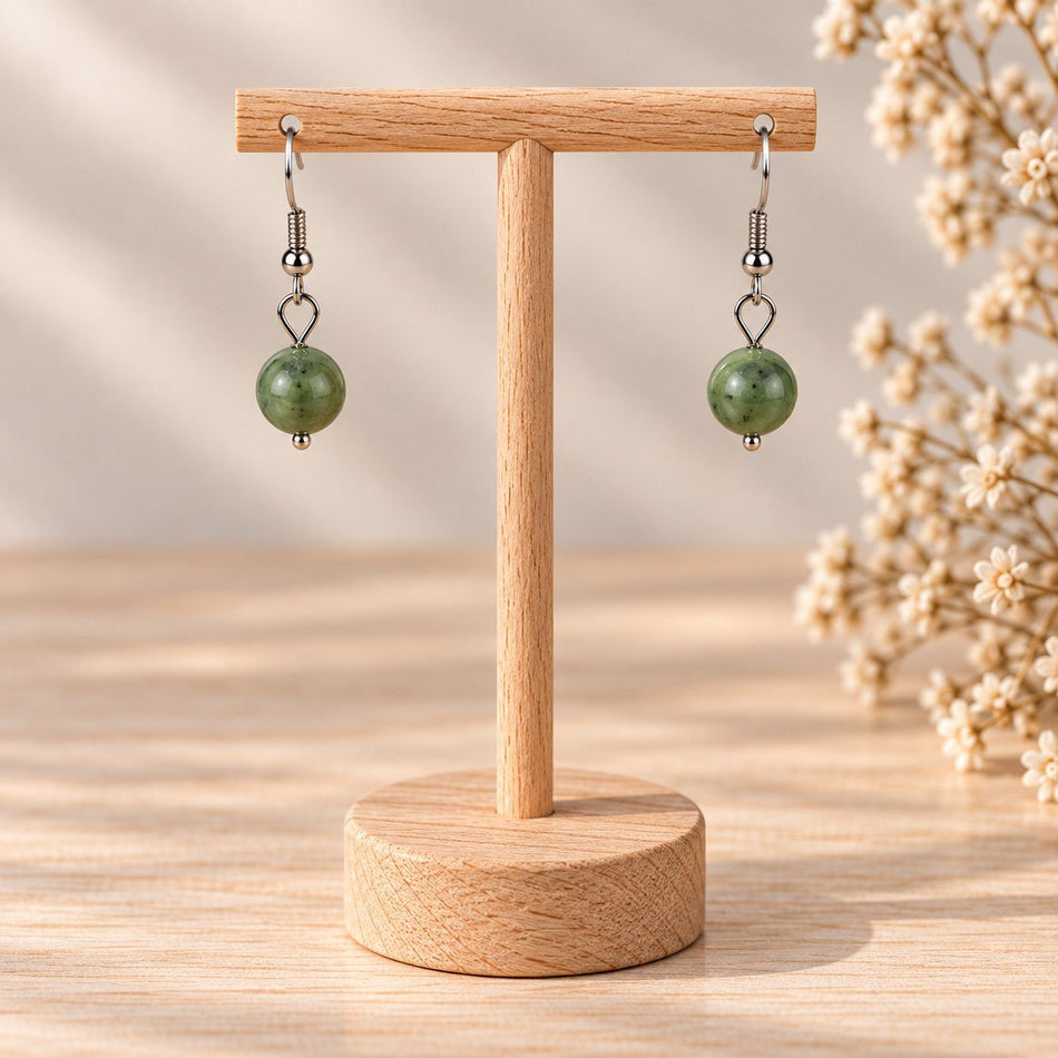 Boucles d'oreilles Jade Néphrite A 8mm - Nature Minérale
