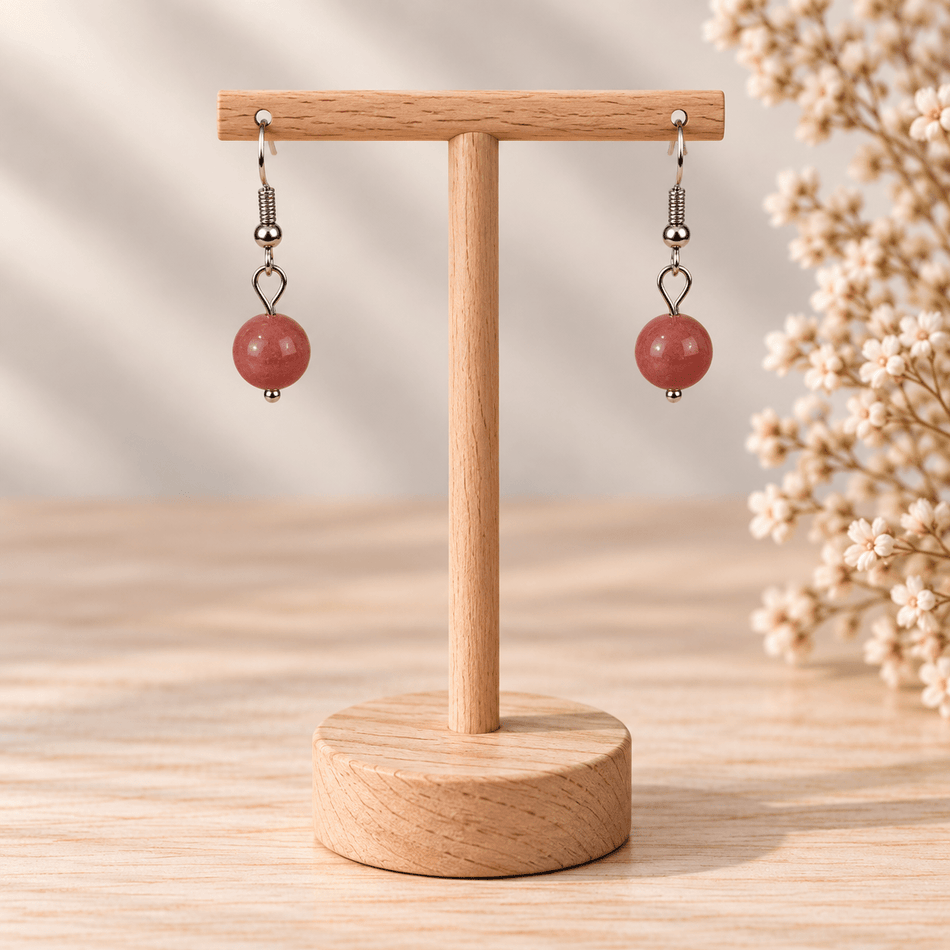 Boucles d'oreilles Jaspe Rouge A 8mm - Nature Minérale
