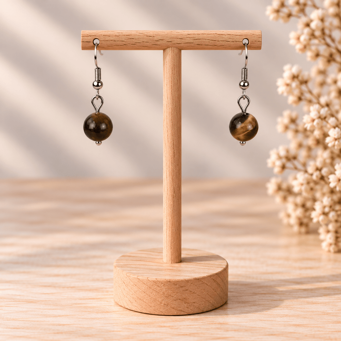 Boucles d'oreilles Œil de Tigre 8mm - Nature Minérale
