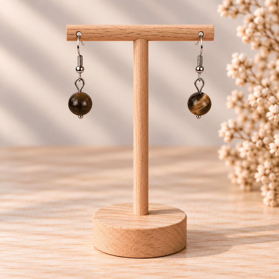 Boucles d'oreilles Œil de Tigre 8mm - Nature Minérale