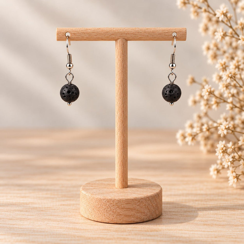 Boucles d'oreilles Pierre de Lave 8mm - Nature Minérale