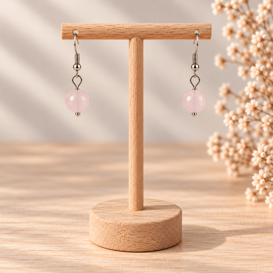 boucles d'oreilles Quartz Rose 8mm - Nature Minérale