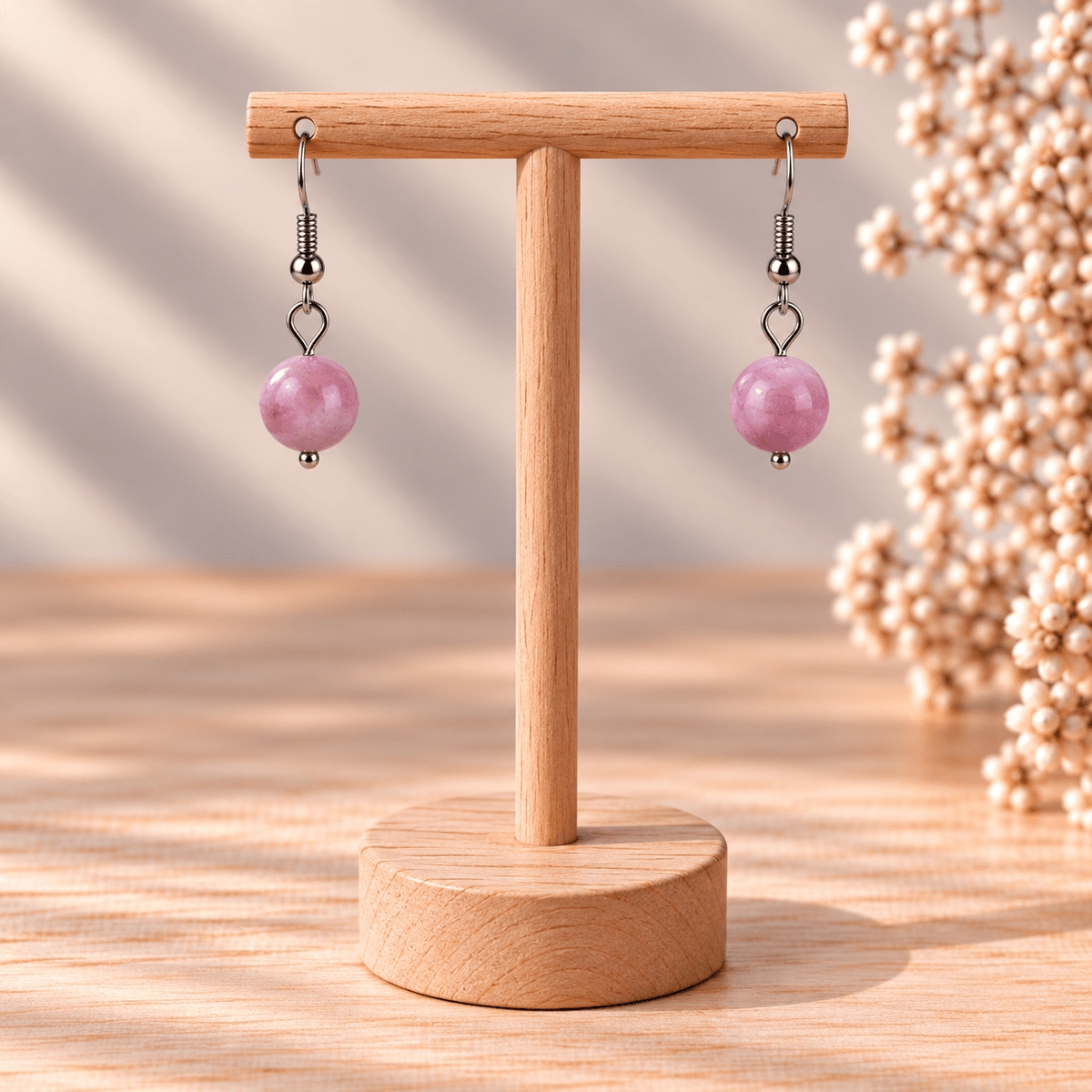 Boucles d'oreilles Rhodonite Australie 8mm - Nature Minérale