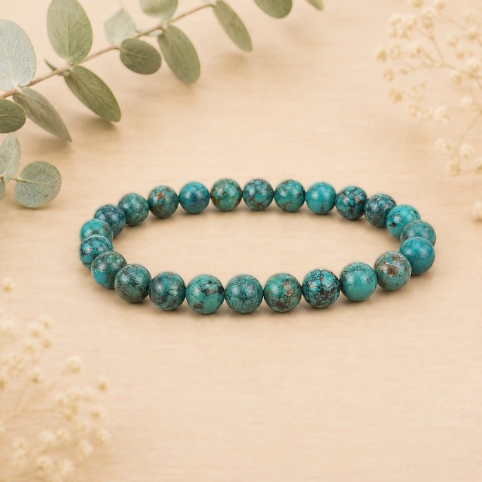 Bracelet Boule 08mm Turquoise Du Tibet A+ - Nature Minérale