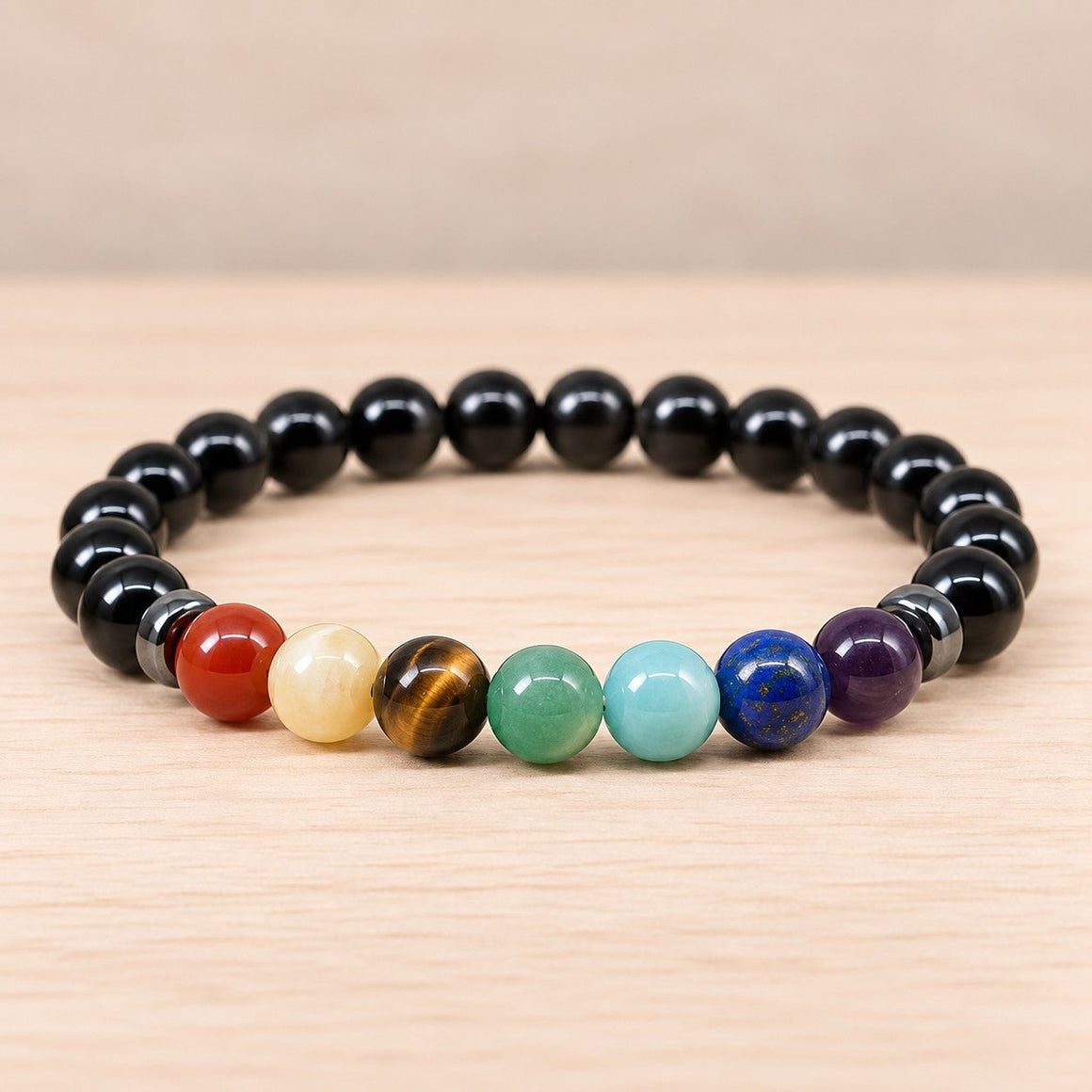 Bracelet Boule 7 Chakras et Onyx 08mm - Nature Minérale
