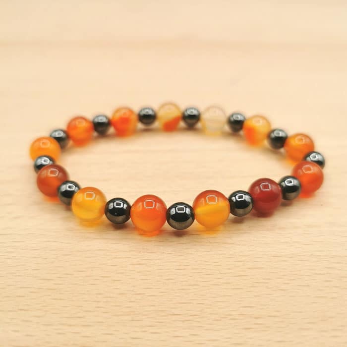 Bracelet En Pierre Minérale Cornaline 4 Mm - Bijou Fantaisie Apaisant Escale Sensorielle