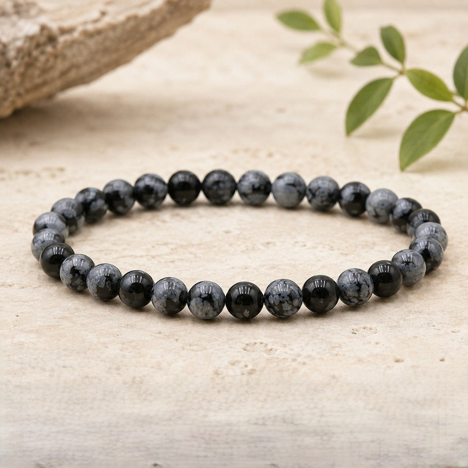 Bracelet Boule Obsidienne Flocon de Neige 06mm A (Etats-Unis) - Nature Minérale