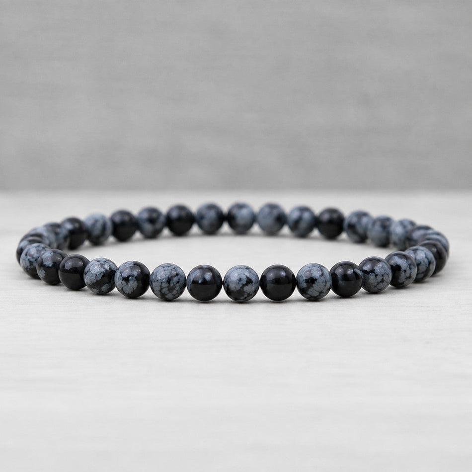 Bracelet Boule Obsidienne Flocon de Neige 06mm A (Etats-Unis) - Nature Minérale