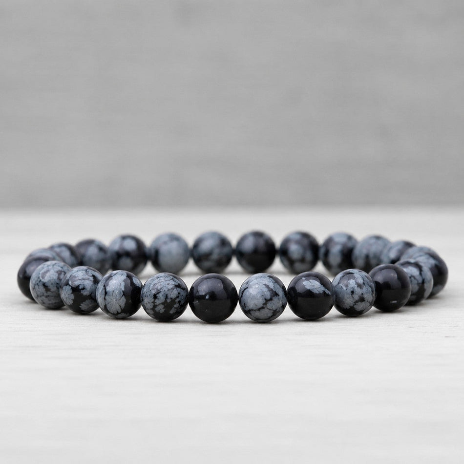 Bracelet Boule Obsidienne Flocon de Neige 08mm A (Etats-Unis) - Nature Minérale