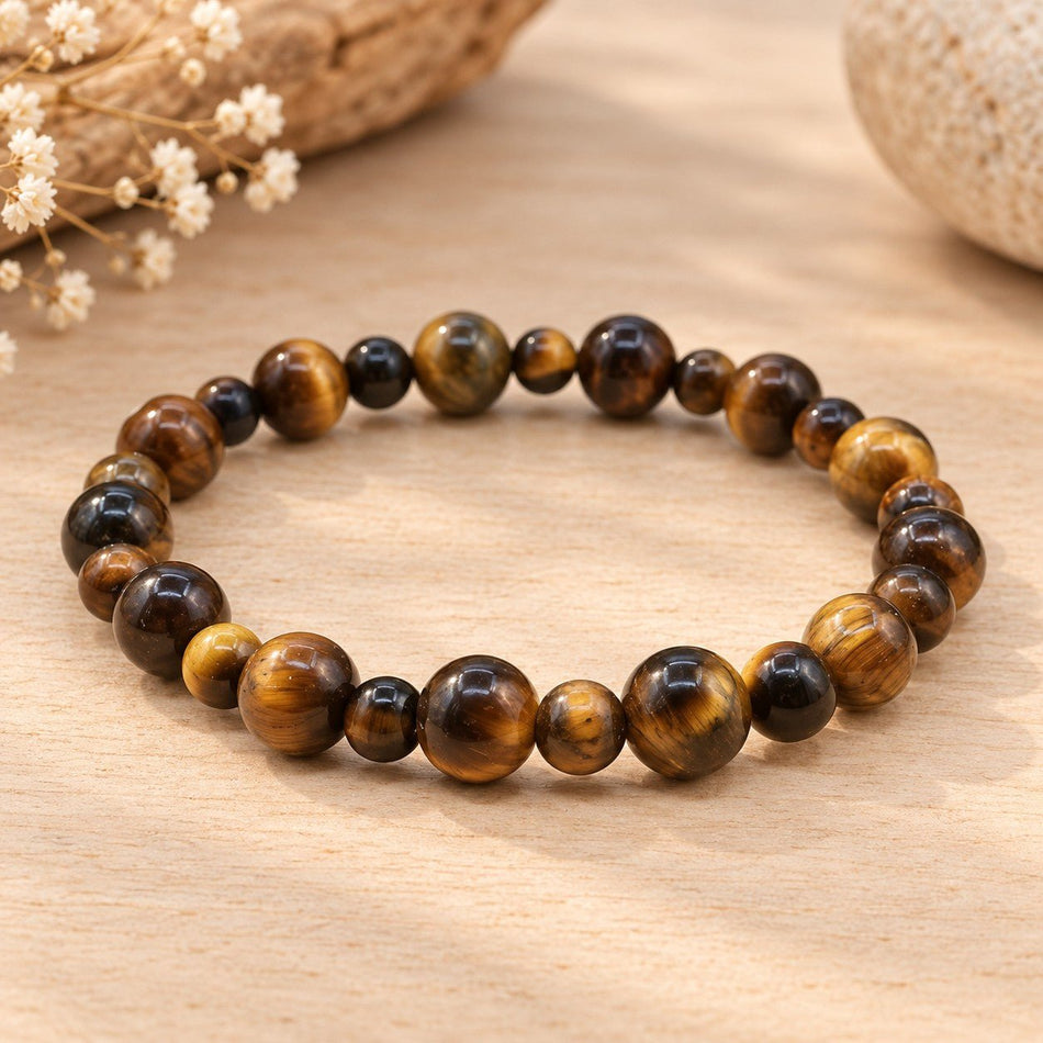 Bracelet Boule Oeil de Tigre 6 et 8mm - Nature Minérale