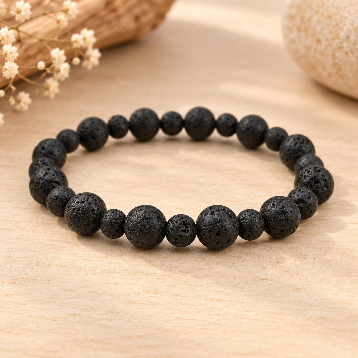 Bracelet Boule Pierre de Lave 6 et 8mm - Nature Minérale