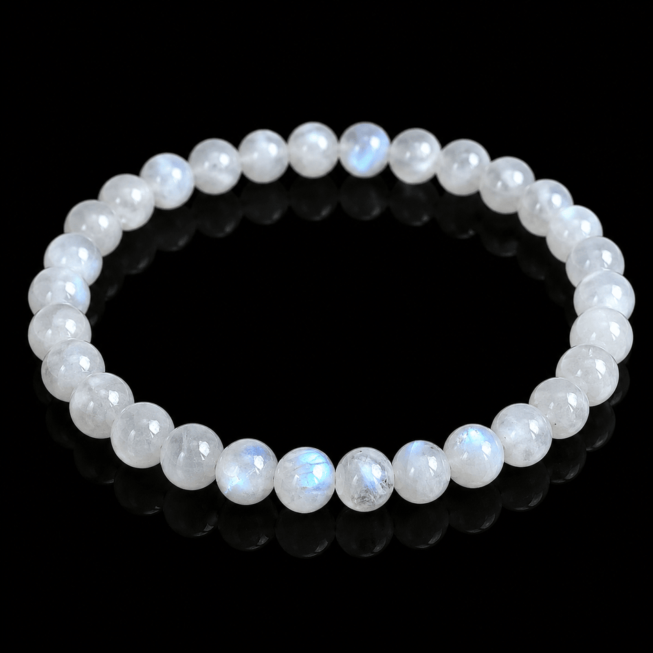 Bracelet Boule Pierre de Lune blanche ou Péristérite A 06mm (Inde) - Nature Minérale