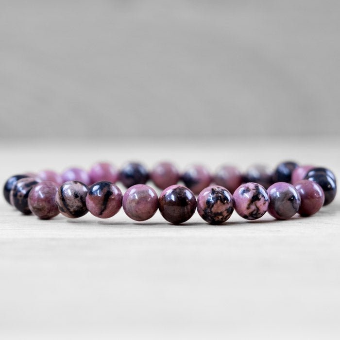 Bracelet En Pierres Naturelles Rhodonite De Madagascar - Perles 8mm Polies - Neuf Avec étiquettes