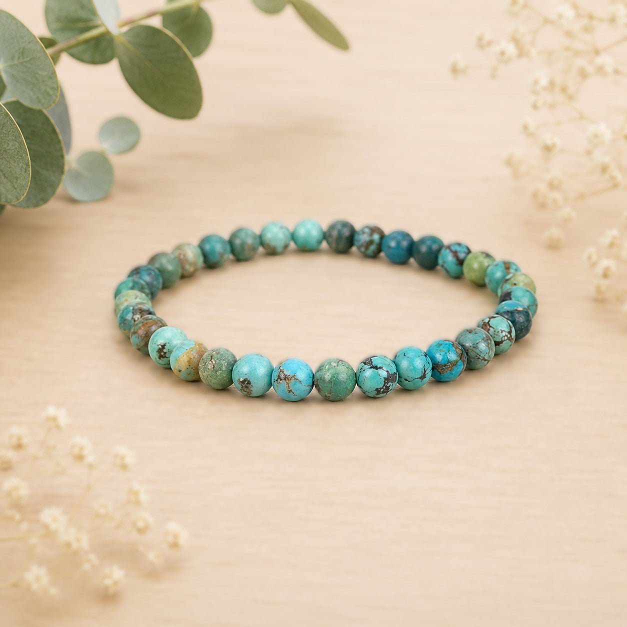 Bracelet Boule Turquoise Du Tibet A+ 6mm - Nature Minérale