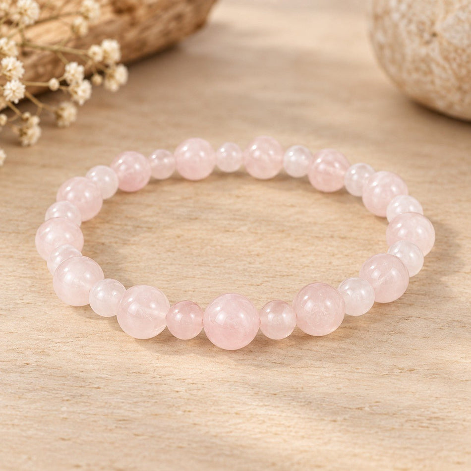 Bracelet boules 6 et 8mm Quartz Rose - Nature Minérale