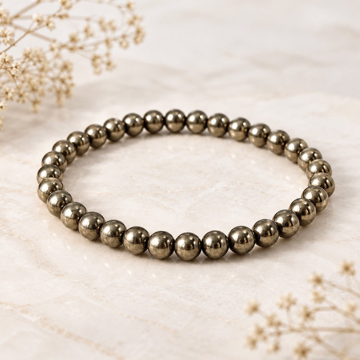 Bracelet boules 6mm Pyrite AA (Pérou) - Nature Minérale