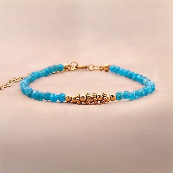 Bracelet facetté Apatite bleue A fantaisie doré - Nature Minérale