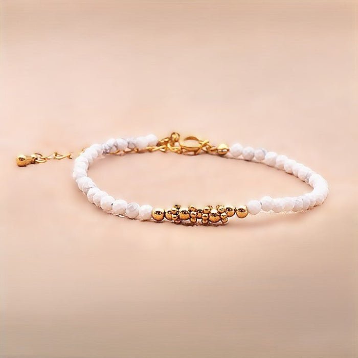 Bracelet facetté Howlite Blanche A fantaisie doré - Nature Minérale