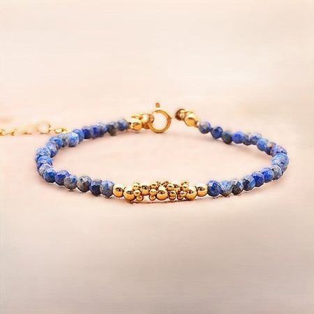 Bracelet facetté Lapis lazuli A fantaisie doré - Nature Minérale