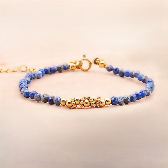 Bracelet facetté Lapis lazuli A fantaisie doré - Nature Minérale