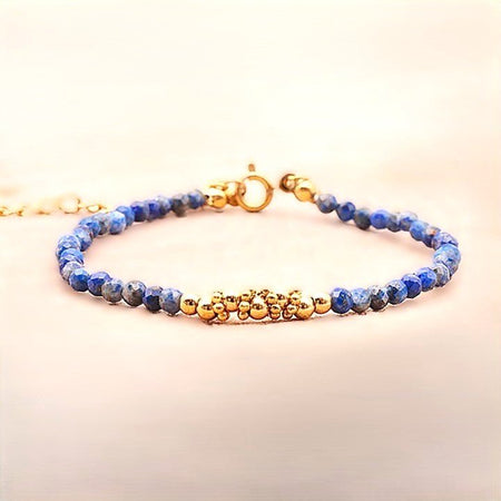 Bracelet facetté Lapis lazuli A fantaisie doré - Nature Minérale