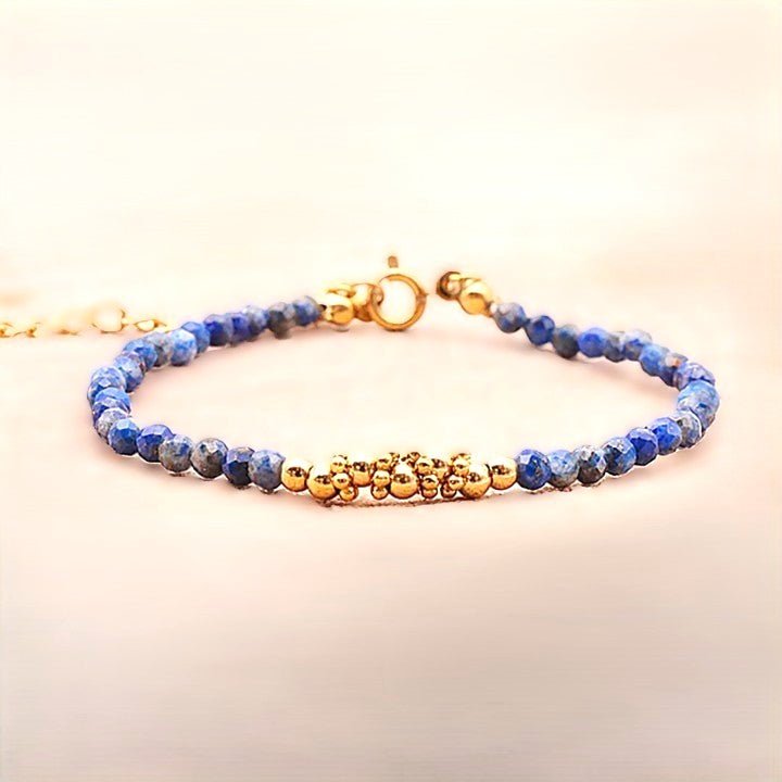 Bracelet facetté Lapis lazuli A fantaisie doré - Nature Minérale