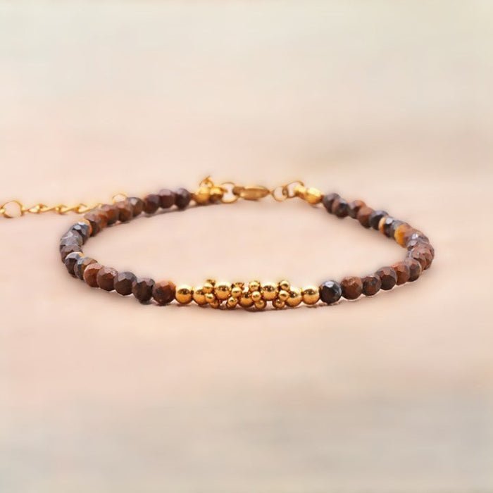 Bracelet facetté Œil de Tigre A fantaisie doré - Nature Minérale
