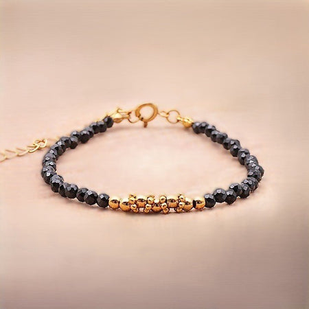 Bracelet facetté Spinelle noire AA fantaisie doré - Nature Minérale