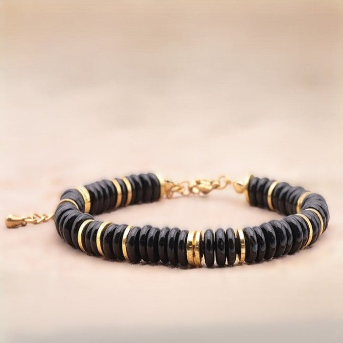 Bracelet Onyx A fantaisie doré - Nature Minérale