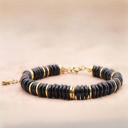 Bracelet Onyx A fantaisie doré - Nature Minérale