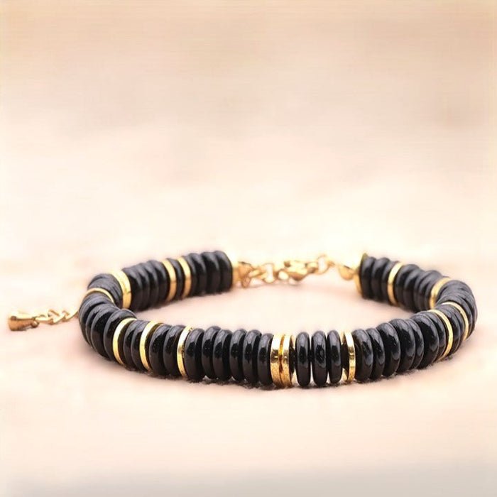 Bracelet Onyx A fantaisie doré - Nature Minérale