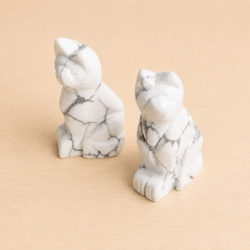 Chat Howlite Blanche A 50mm (Zimbabwe) - Nature Minérale