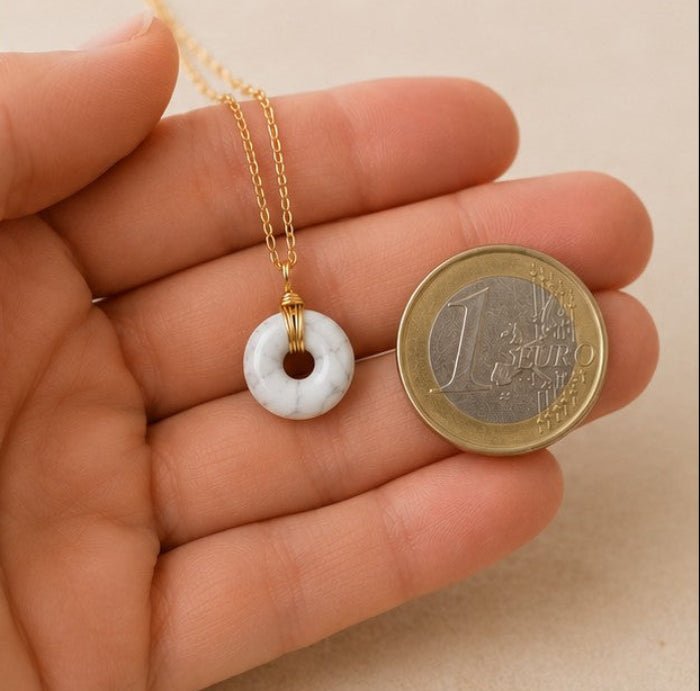 Collier donut en Howlite Blanche (Zimbabwe) - Nature Minérale